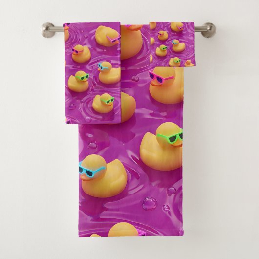 Funkschwarzes Gummienten-Muster-Badehandtuch, süß Badhandtuch Set (Insitu)