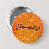 Funkselndes orangefarbenes Glitter mit Sternenglan Button (Vorne & Hinten)
