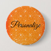 Funkselndes orangefarbenes Glitter mit Sternenglan Button (Vorderseite)