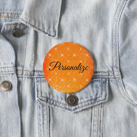 Funkselndes orangefarbenes Glitter mit Sternenglan Button (Beispiel)