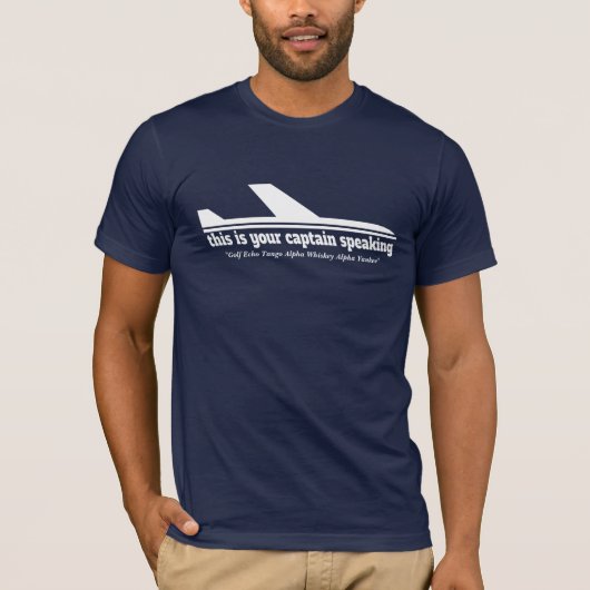 Funktelefonie-Fluchtt-stück Flugzeugkapitäns T-Shirt (Vorderseite)