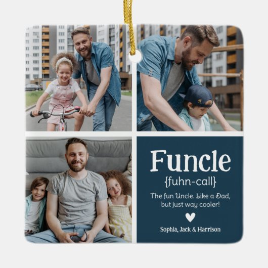 Funktion 3 Foto Collage Definition Niedlich Weihna Keramikornament (Vorderseite)