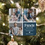 Funktion 3 Foto Collage Definition Niedlich Weihna Keramikornament<br><div class="desc">Niedliches Funcle Weihnachtsschmuck. Perfekte Geschenke für einen FUN UNCLE! Laden Sie einfach 3 Ihrer Lieblingsbilder hoch,  passen Sie die Definition an und personalisieren Sie sie durch Hinzufügen von Namen/s.</div>