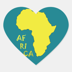 Funktionale gelbe Afrika-Karte Herz-Aufkleber