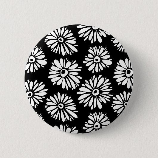 Funktionale Schwarz-Weiß-Blumen Button (Vorderseite)