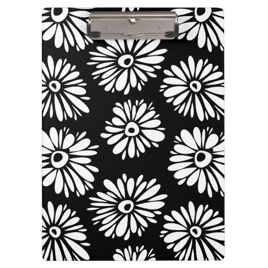 Funktionale Schwarz-Weiß-Blumen Klemmbrett (Vorderseite)