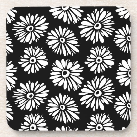 Funktionale Schwarz-Weiß-Blumen Untersetzer (Vorderseite)