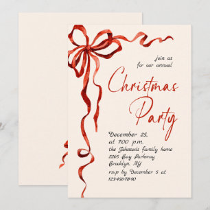 Funktionale Weihnachts-Schleife Rot Feierparty Einladung