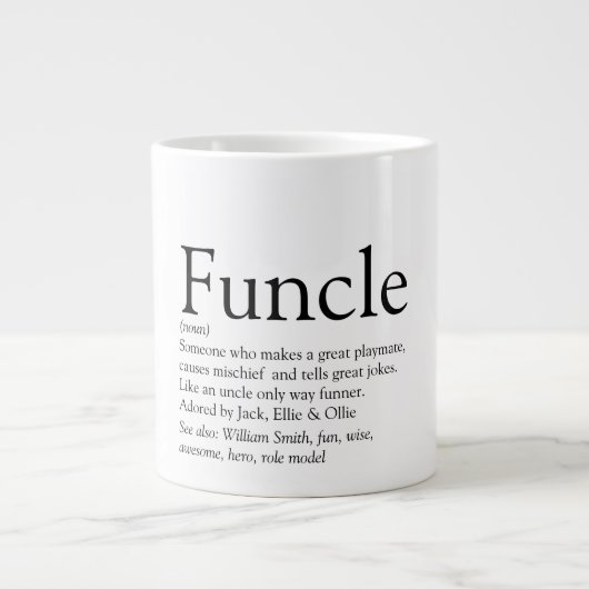Funktionaler Cooler Spaß Onkel Modernes Schwarz un Jumbo-Tasse (Vorderseite)