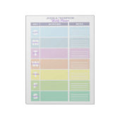 Funktionaler Pastel-Regenbogen-farbener Wochenplan Notizblock (Rotiert)