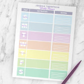 Funktionaler Pastel-Regenbogen-farbener Wochenplan Notizblock