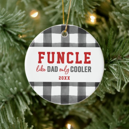 Funktionaler Personalisierter sonniger Onkel Karie Keramik Ornament (Baum)