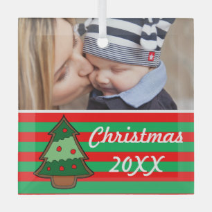 Funktionaler Weihnachtsbaum und Streifen Benutzerd Ornament Aus Glas