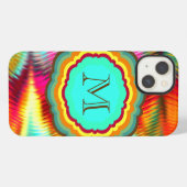 Funktionales, lebendiges Regenbogen-Monogramm iPhone Hülle (Rückseite (Horizontal))
