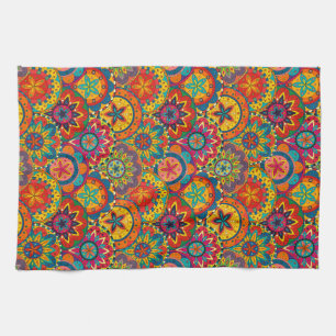 Funktionales Retro-farbenfrohes Mandala-Muster Küchentuch
