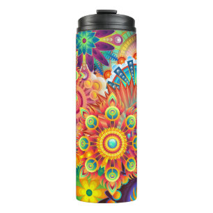 Funktionales Retro-Muster abstrakt Bohemian Thermosbecher