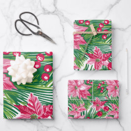 Funktionales Weihnachtslaub-Muster Geschenkpapier Set