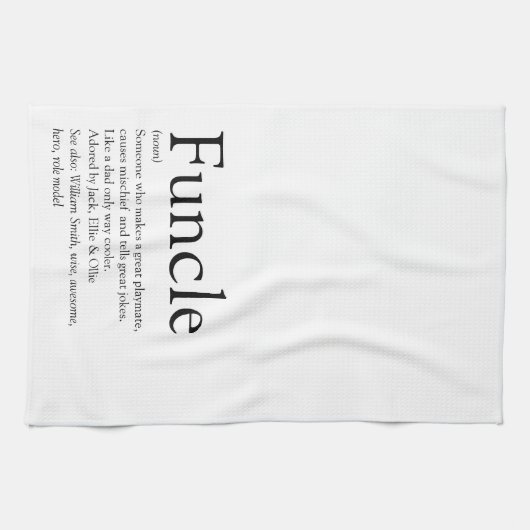 Funktionell, Onkel Definition schwarz und weiß Geschirrtuch (Horizontal)