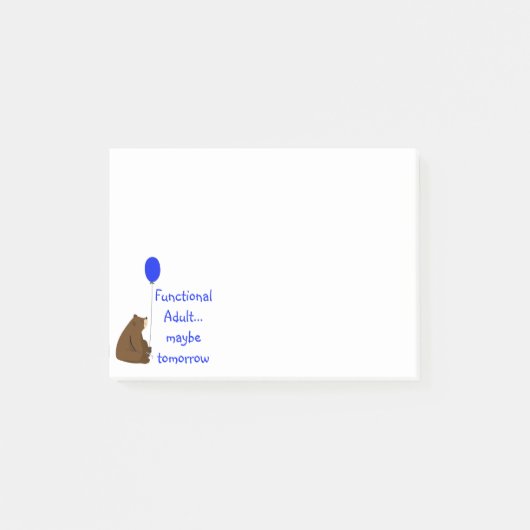 Funktionelles Adult vielleicht morgen Bear Quote Post-it Klebezettel (Vorderseite)