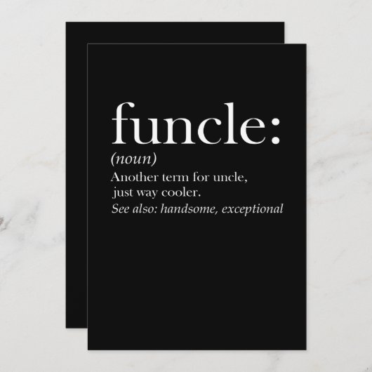 Funktionieren Sie einen anderen Begriff für Onkel Einladung (Vorne/Hinten)