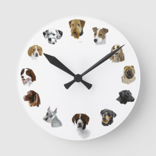 Funktionshundehand gezeichnet runde wanduhr