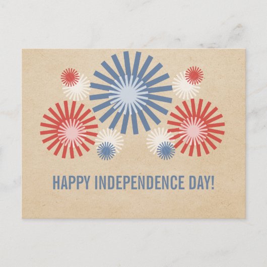 Funky 4. Juli Fireworks Postcard Postkarte (Vorderseite)