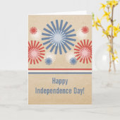 Funky 4. Juli Fireworks & Stripes Card Karte (Gelbe Blume)