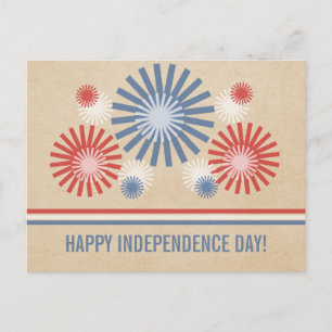 Funky 4. Juli Fireworks & Stripes Postcard Postkarte