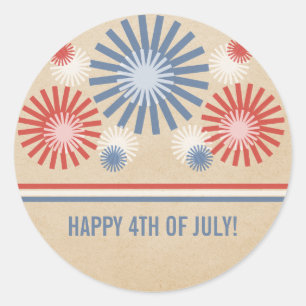 Funky 4. Juli Fireworks & Stripes Stickers