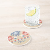 Funky 4. Juli Fireworks & Stripes Untersetzer (Seite)