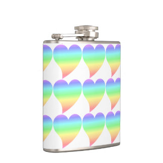 Funky 70er Retro Regenbogen-Herz-Muster Pastell-| Flachmann