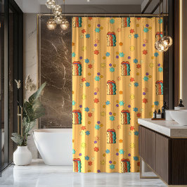 Funky 70s Curtain Colorful Pastel Bathroom Art Duschvorhang