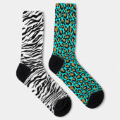 Funky 80er Leopard‑Zebra‑Muster Socken (Rechts)