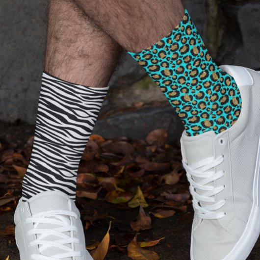 Funky 80er Leopard‑Zebra‑Muster Socken