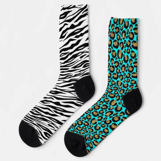 Funky 80er Leopard Zebra Pattern Socken (Linkes Detail)