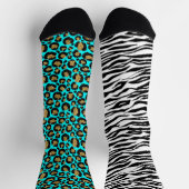 Funky 80er Leopard Zebra Pattern Socken (Oben)