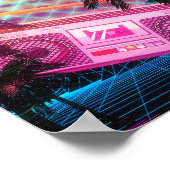 Funky 80er rosa Boombox mit Palmen Poster (Ecke)