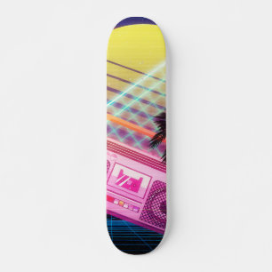 Funky 80er rosa Boombox mit Palmen Skateboard