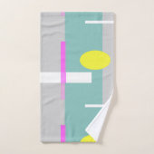 Funky Abstract Art Turquoise Pink Pastel Theme  Badhandtuch Set (Handtuch)