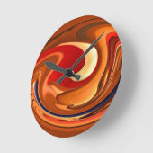 Funky Abstract Burnt Orange and Red Design Runde Wanduhr (Winkel)