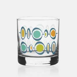 Funky Abstract Circles Green Blue Midcentury Whiskyglas