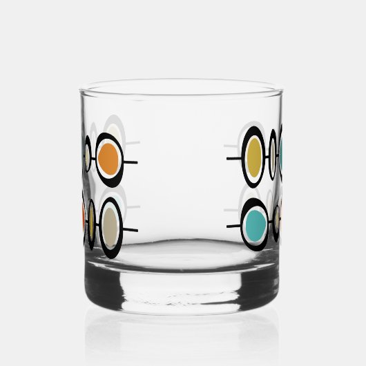 Funky Abstract Circles Turquoise Orange Midcentury Whiskyglas (Links)