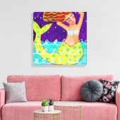 Funky Abstrakt Acrylic Mermaid Painting Leinwanddruck (Insitu (Wohnzimmer))