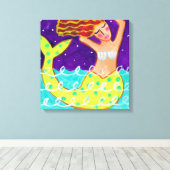 Funky Abstrakt Acrylic Mermaid Painting Leinwanddruck (Insitu (Holzboden))
