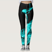 Funky Abstrakt Aquamarin Blue Smoke Flumes Leggings (Vorderseite)