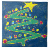 Funky Abstrakt Art Christmas Tree Fliese (Vorderseite)