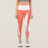 Funky Abstrakt Art Coral White Capri Leggings (Vorderseite)