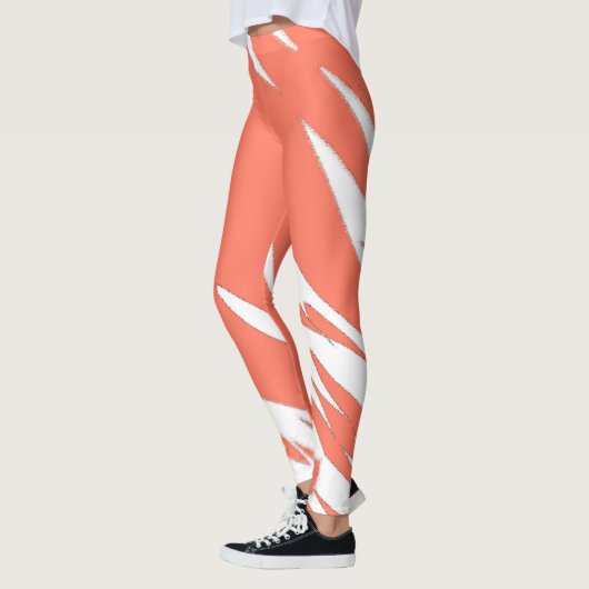Funky Abstrakt Art Coral White Leggings (Links)