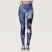 Funky Abstrakt Art Leggings - Blau & Weiß (Vorderseite)