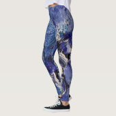 Funky Abstrakt Art Leggings - Blau & Weiß (Links)